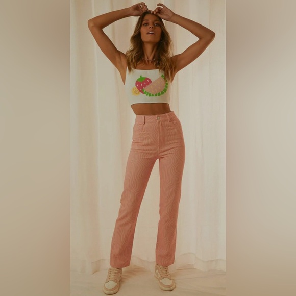 NWT - Peppermayo Exclusive - Electric Avenue Pants - Pink Wave - Size 6 - Picture 1 of 5